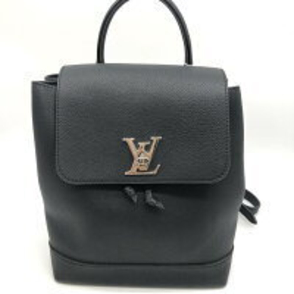 Louis Vuitton LockMe Backpack Leather Rucksack Day Bag Black Noir